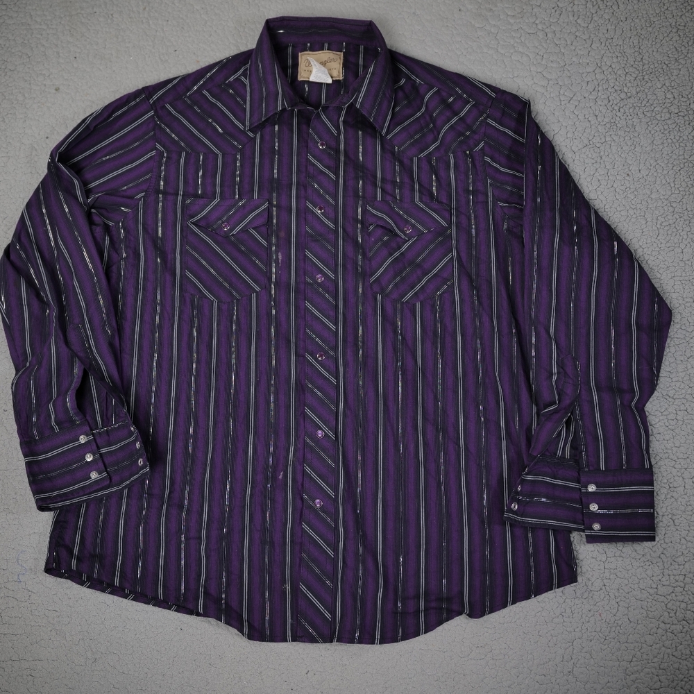Wrangler Western Shirt Mens XL Traditional Western Rock Pearl Snap
